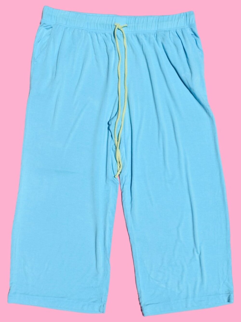 Aquamarine Blue Wide Leg Lounge Capri Pants